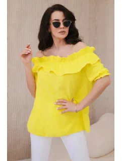 Španielska blúzka s ozdobným volánom žltá