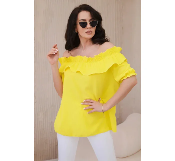 Španělská halenka s ozdobným volánem žlutý Španělská halenka s ozdobným volánem žlutý