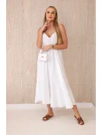 Mušelínové šaty na ramínka bílý