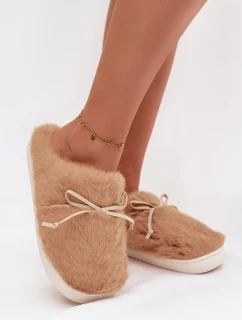 Kožešinové pantofle s mašlí Camel model 21772514 - Boto