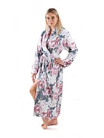 Dámsky župan Aisha 2126 0012 Tmavo šedý s kvetmi pivónie - Vestis