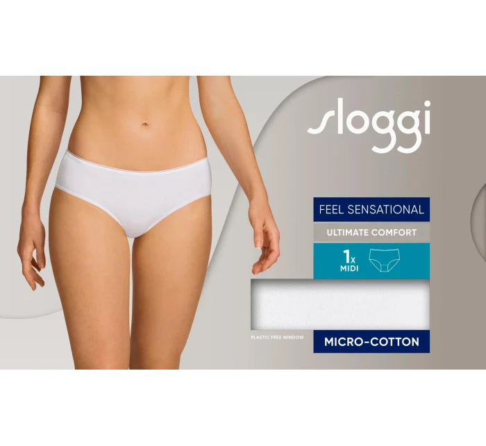 Dámské kalhotky Feel model 19489311 Midi bílé - Sloggi Dámské kalhotky Feel model 19489311 Midi bílé - Sloggi