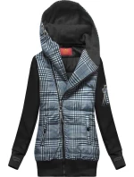 Tmavomodro-čierna mikina z rôznych lepených materiálov (AMG-611A)