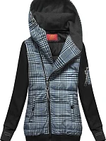 Blúzka zo zmiešaných tkanín v tmavomodrej a čiernej farbe (AMG-611A)