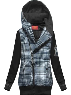 Tmavomodro-čierna mikina z rôznych lepených materiálov (AMG-611A)