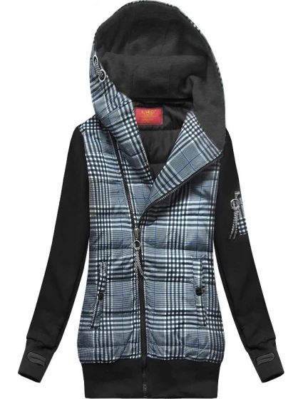 Tmavomodro-čierna mikina z rôznych lepených materiálov (AMG-611A)