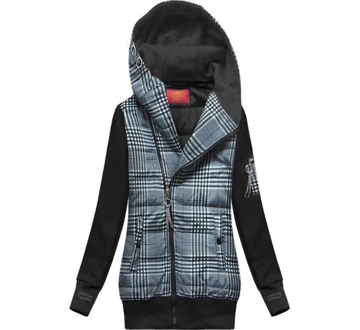 Tmavomodro-čierna mikina z rôznych lepených materiálov (AMG-611A)