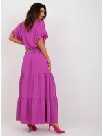 Fialové dlhé dámske šaty s volánom (8367) Fialové dlhé dámske šaty s volánom (8367)