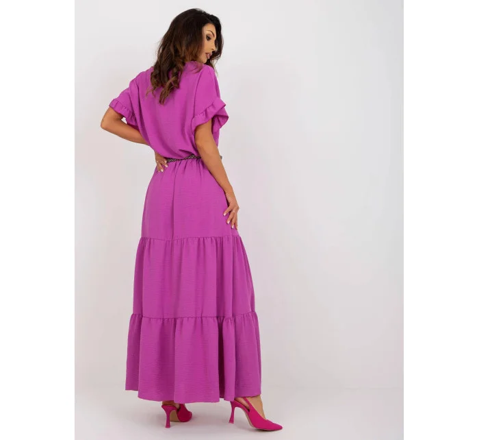 Fialové dlhé dámske šaty s volánom (8367) Fialové dlhé dámske šaty s volánom (8367)
