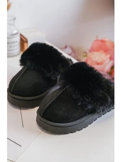 Kapcie Dziecięce Z Futerkiem Czarne Birasta