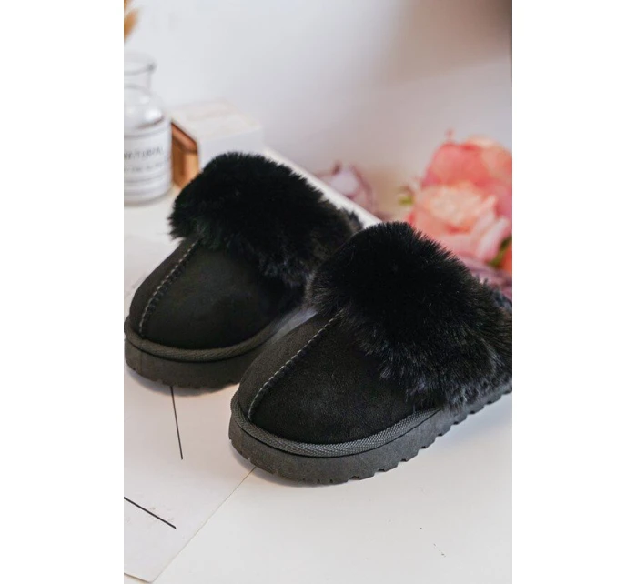 Kapcie Dziecięce Z Futerkiem Czarne Birasta