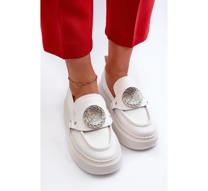 Kožené Mokasíny S Ozdobou Bílé model 21660952 - Zazoo