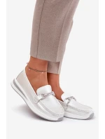 Skórzane Mokasyny Damskie S.Barski GR51-598 Perłowe