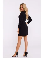 M836 Mini šaty so štvorcovým výstrihom - čierne