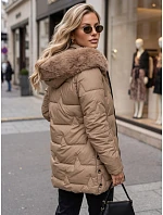 Dámska zimná prešívaná bunda s kapucňou, béžová, FashionStreet TY5735 Dámska zimná prešívaná bunda s kapucňou, béžová, FashionStreet TY5735