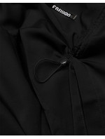 Tenký čierny dámsky prehoz cez oblečenie s kapucňou (B8118-1)