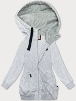 Dámska dlhá voľná mikina s rebrovanými manžetami svetlo sivá (AMG-332A)