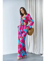 Súprava blúzky a širokých nohavíc modrá (8175)