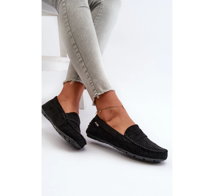 Mokasyny Damskie Z Eko Zamszu Czarne Rerceria