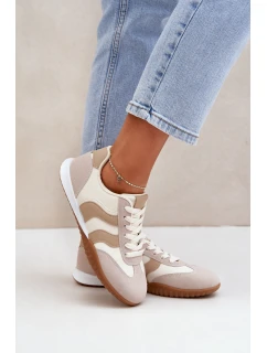 Klasyczne Sneakersy Damskie Z Eko Skóry Beżowe Maretina