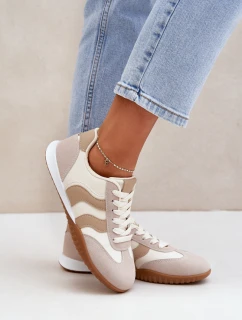 Klasyczne Sneakersy Damskie Z Eko Skóry Beżowe Maretina