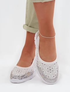 Kožené Ažurové Baleríny S.Barski GR61-5973 Bílé