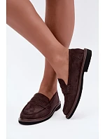 Dámské hnědé semišové mokasíny model 22348968 - VINCEZA Dámské hnědé semišové mokasíny model 22348968 - VINCEZA
