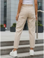 Dámske džínsy s vysokým pásom a opaskom béžovej farby FashionStreet UY2917