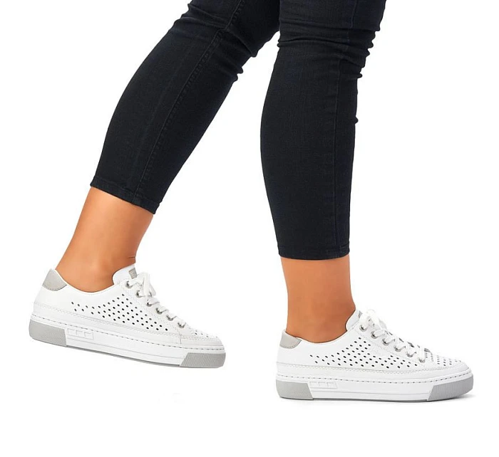 Rieker W RKR642 biele kožené ažurové topánky