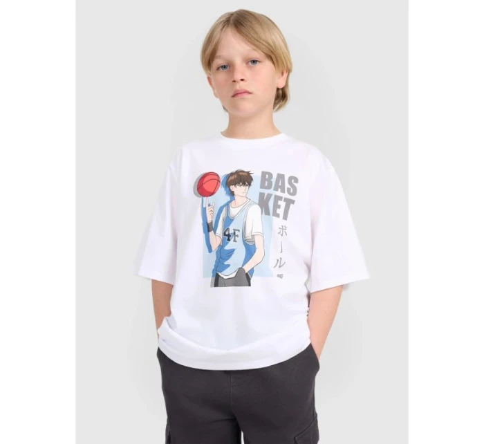 Chlapčenské tričko oversize s potlačou 4F 4FJRAW25TTSHM3062-10S Chlapčenské tričko oversize s potlačou 4F 4FJRAW25TTSHM3062-10S