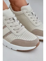 Dámské kožené tenisky na platformě béžové model 21685462 - EVENTO