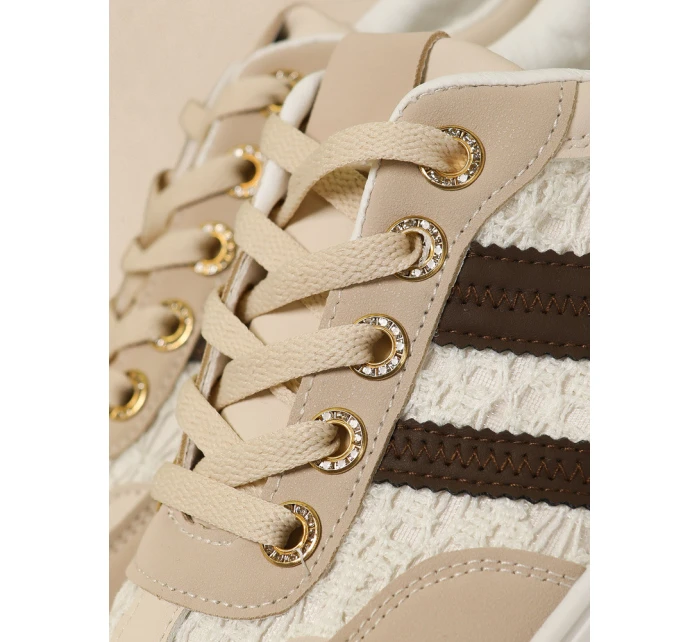 Dámske kožené tenisky na hrubej platforme béžovej farby FashionStreet ZY1393