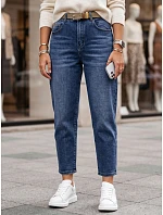 Jeansy damskie z paskiem mom fit niebieskie model 22365065 - FashionStreet Jeansy damskie z paskiem mom fit niebieskie model 22365065 - FashionStreet