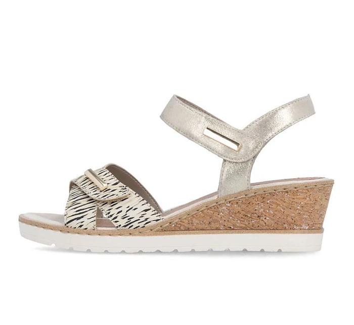 Dámské zlaté kožené sandály na platformě Remonte by model 22122449 - Rieker