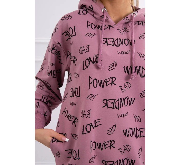 Mikina s nápisom tmavoružová