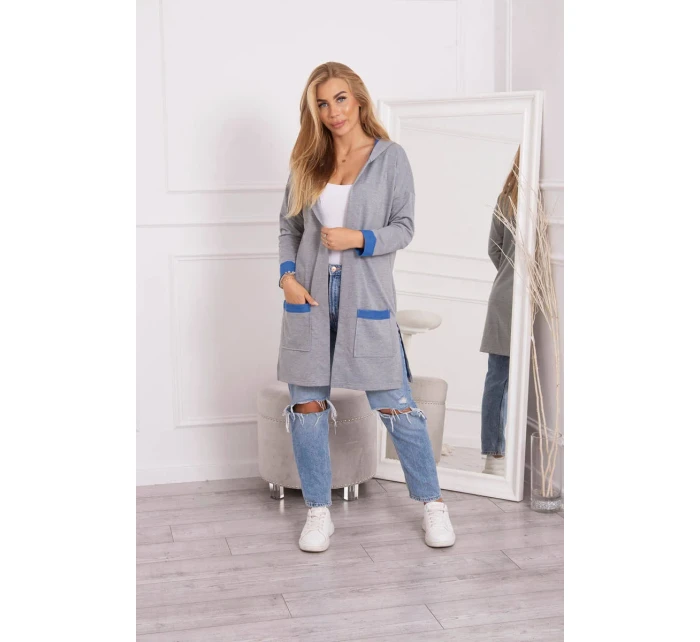 Dvojfarebná pláštenka s kapucňou nevädza + sivá Dvojfarebná pláštenka s kapucňou nevädza + sivá