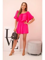 Dámsky bavlnený overal bez rukávov so zaväzovaním v páse ecru