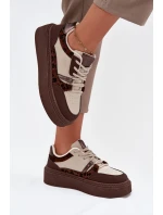 Damskie Sneakersy Na Platformie Big Star SS274356 Panterka Brązowo-Beżowe Damskie Sneakersy Na Platformie Big Star SS274356 Panterka Brązowo-Beżowe