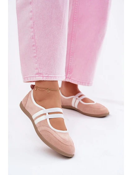 Sportovní baleríny s pásky Růžové model 22107345 - Boto