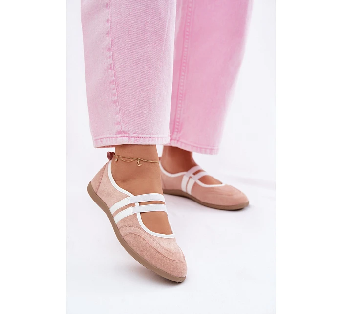 Sportovní baleríny s pásky Růžové model 22107345 - Boto