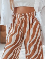 Dámske pruhované nohavice so širokými nohavicami ZEBRAVIBE beige/camel FashionStreet UY2655 Dámske pruhované nohavice so širokými nohavicami ZEBRAVIBE beige/camel FashionStreet UY2655