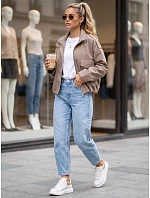 Dámska oversize prechodová bunda s golierom, béžová, FashionStreet TY6091 Dámska oversize prechodová bunda s golierom, béžová, FashionStreet TY6091