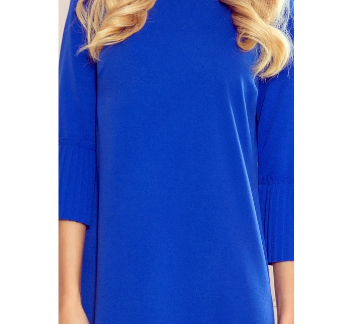 LUCY - Pohodlné plisované dámske šaty v Chrpová farbe 228-8