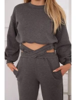Zateplená súprava s krátkou mikinou grafitová