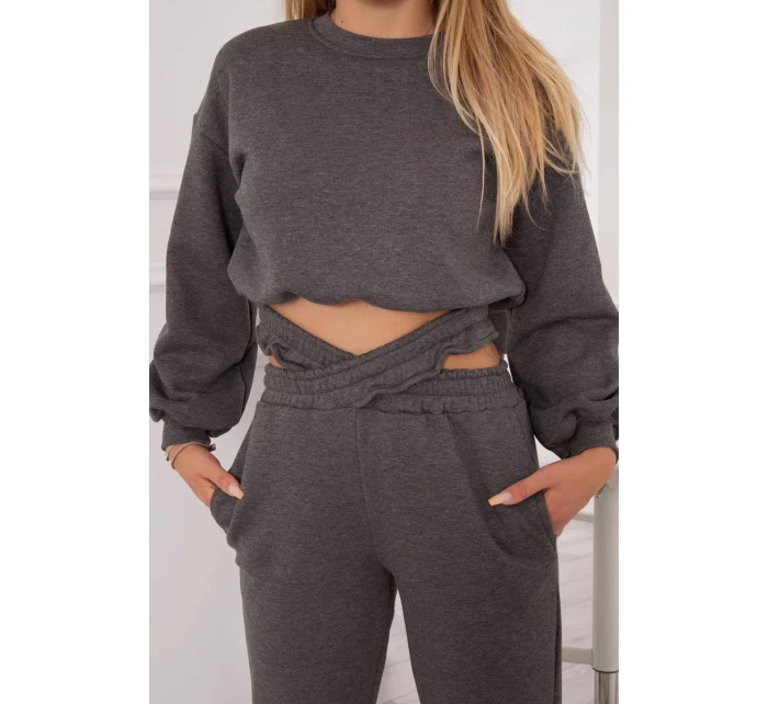 Zateplená súprava s krátkou mikinou grafitová