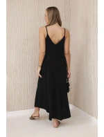 Mušelínové šaty bez ramienok čierne