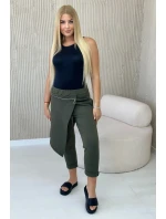 Punto Milano Zimné nohavice s ozdobným zipsom khaki Punto Milano Zimné nohavice s ozdobným zipsom khaki