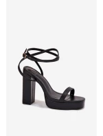 Dámské Sandály Na Podpatku S Páskem Černé model 21696037 - Boto