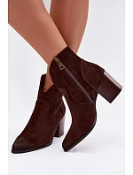 Dámské perforované kotníkové boty Vinceza 58640 Čokoládové