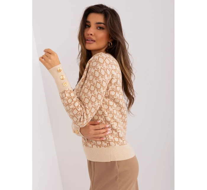 Sweter AT SW model 21798044 beżowy - FPrice Sweter AT SW model 21798044 beżowy - FPrice